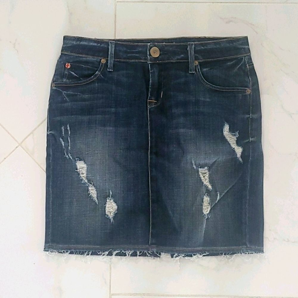 Hudson mini Denim Jeant Short Destressed Skirt 27